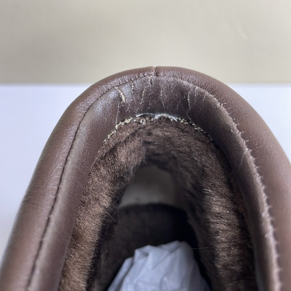 St JOHN’S BAY Brown Leather Lace-Up Ankle Boots Faux Fur Lined Footbed & Insole - Picture 10 of 16